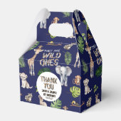 Twins Navy Blue Safari Oerwoud thema 1e verjaardag Bedankdoosjes (Voorkant Zijde)
