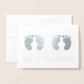 Twins New Babies Silver Folie Kaarten (Voorkant met envelop)