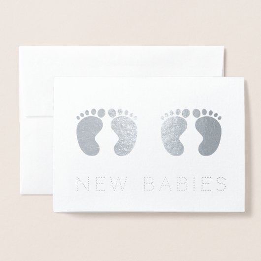 Twins New Babies Silver Folie Kaarten (Voorkant met envelop)