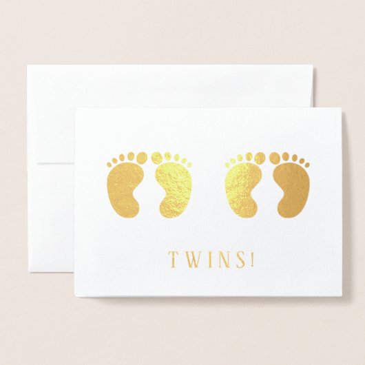 Twins New baby Gold Folie Kaarten (Voorkant met envelop)