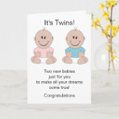 Twins New Born-Baby kaart (Gele Bloem)