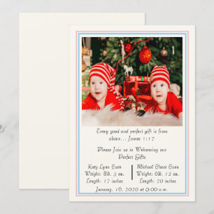 Twins Newborn Birth Announement Kaart