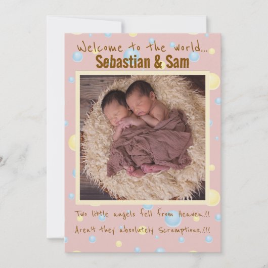 Twins Nieuwe Aankomst Aankondiging (Voorkant)