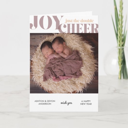 Twins - Nieuwjaar Custom Photo Card Feestdagen Kaart (Voorkant)