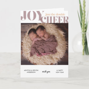 Twins - Nieuwjaar Custom Photo Card Feestdagen Kaart