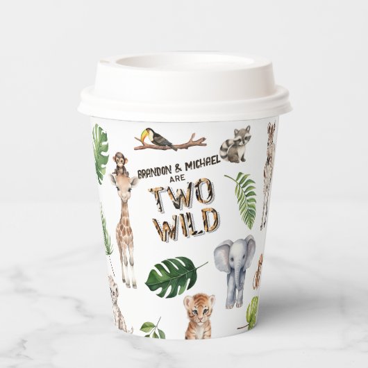 Twins Oerwoud safaridieren Twee Wilde verjaardagen Papieren Bekers (Achterkant)