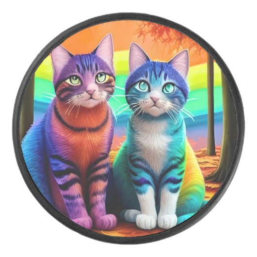 Twins of Cats Digitale Art-56467 Hockey Puck (Voorkant)