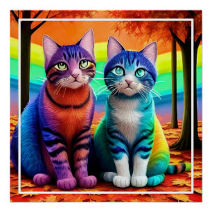 Twins of Cats Digitale Art-56467 Perfect Poster