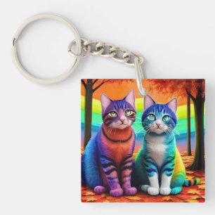 Twins of Cats Digitale Art-56467 Sleutelhanger