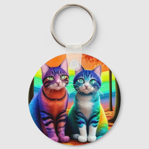 Twins of Cats Digitale Art-56467 Sleutelhanger