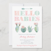 Twins of Joint Baby shower Party with Succulents Kaart (Voorkant)