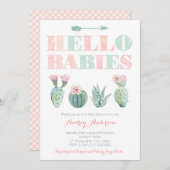 Twins of Joint Baby shower Party with Succulents Kaart (Voorkant / Achterkant)