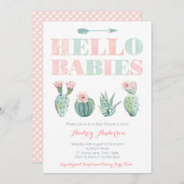 Twins of Joint Baby shower Party with Succulents Kaart