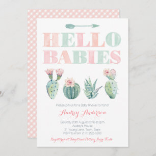 Twins of Joint Baby shower Party with Succulents Kaart