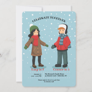 Twins of Joint Winter Year Invitation Kaart