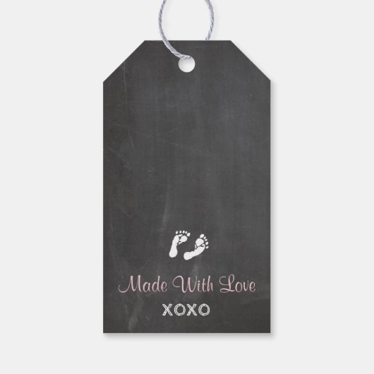 Twins Olifant Baby shower Chalk Look Dank je Cadeaulabel (Achterkant)