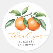 Twins Oranje Baby shower Dank u Ronde Sticker (Voorkant)