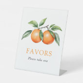 Twins Oranje Baby shower Favorieten teken Reclamebord Met Voetstuk (Voorkant)