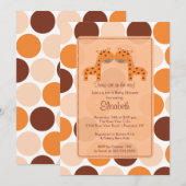 Twins Oranje Giraffe Baby shower Kaart (Voorkant / Achterkant)