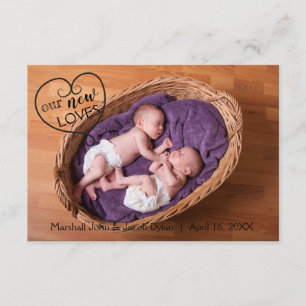 Twins our New Loves - 3x5 geboorteaankondiging Aankondiging