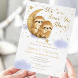 Twins over het Mon Sloth Gold Blue Baby shower in Kaart