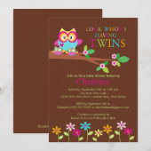 Twins Owl Baby Shower-uitvindingen Kaart (Voorkant / Achterkant)