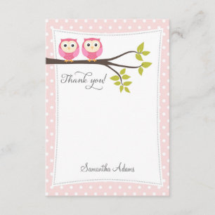 Twins Owls - Hartelijk dank (roze) Bedankkaart