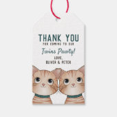 Twins Party Dank je label met twee schattige kitte Cadeaulabel (Voorkant)
