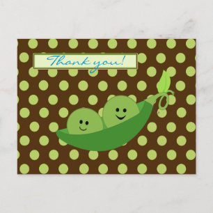 Twins Peas in a Pod Baby shower Dank je wel Briefkaart