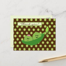 Twins Peas in a Pod Baby shower Dank je wel Briefkaart