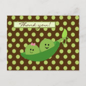Twins Peas in a Pod Baby shower Dank je wel Briefkaart (Voorkant)
