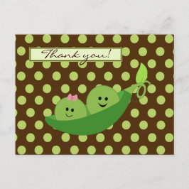 Twins Peas in a Pod Baby shower Dank je wel Briefkaart
