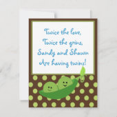 Twins Peas in a Pod Baby shower Invitation Kaart (Voorkant)