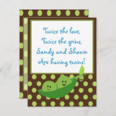 Twins Peas in a Pod Baby shower Invitation Kaart (Voorkant / Achterkant)