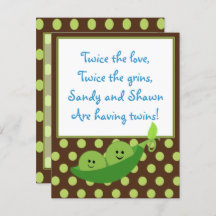 Twins Peas in a Pod Baby shower Invitation