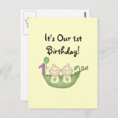 Twins Peas in a Pod First Birthday Briefkaart (Voorkant / Achterkant)