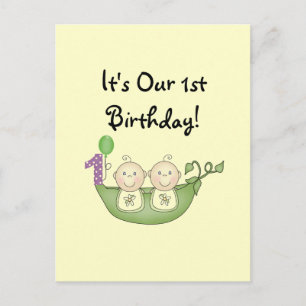 Twins Peas in a Pod First Birthday Briefkaart