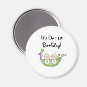Twins Peas in a Pod First Birthday Magneet (Voorkant / Achterkant)
