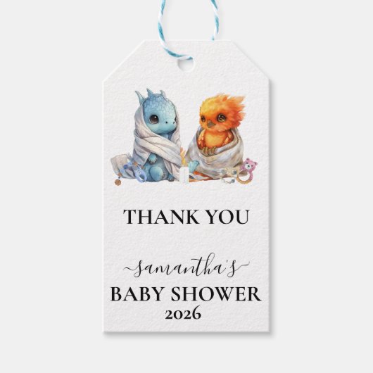 Twins Phoenix Dragon Fantasy Magisch Cadeaulabel (Voorkant)