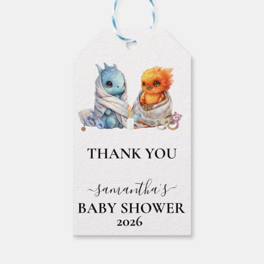 Twins Phoenix Dragon Fantasy Magisch Cadeaulabel (Achterkant)