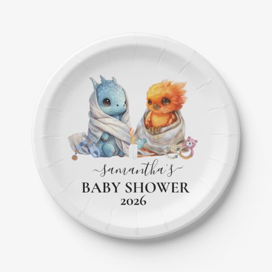 Twins Phoenix Dragon Fantasy Magisch Papieren Bordje (Voorkant)