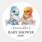 Twins Phoenix Dragon Fantasy Magisch Ronde Sticker (Voorkant)