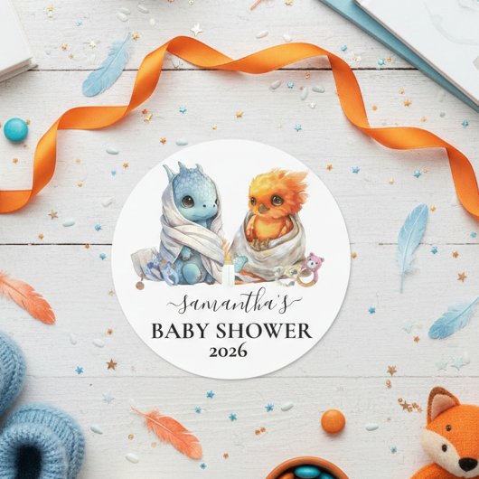 Twins Phoenix Dragon Fantasy Magisch Ronde Sticker