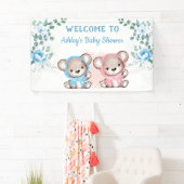 Twins Pink Blue Beer Floral Custom Baby shower Spandoek (Insitu)