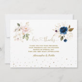 Twins Pink Blue Flowers Primer Añito Y Bautizo Bedankkaart (Achterkant)