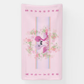 Twins Pink Flamingo Baby shower gepersonaliseerd Spandoek (Verticaal)