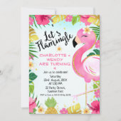 Twins Pink Let's Flamingo Verjaardag Kaart (Voorkant)