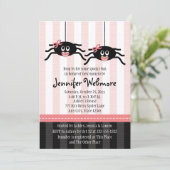 Twins Pink Spider Baby Shower-uitvindingen Kaart (Staand voorkant)