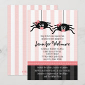 Twins Pink Spider Baby Shower-uitvindingen Kaart (Voorkant / Achterkant)