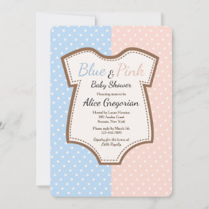 Twins Polkadot Baby shower uitnodiging